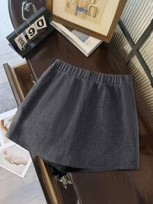 GlowEve CURVE Plus Size Women's Floral Print Casual Skirt Shorts, Versatile For Work, Commute And Daily Wear, Spring/Summer - Dark Grey - View 2