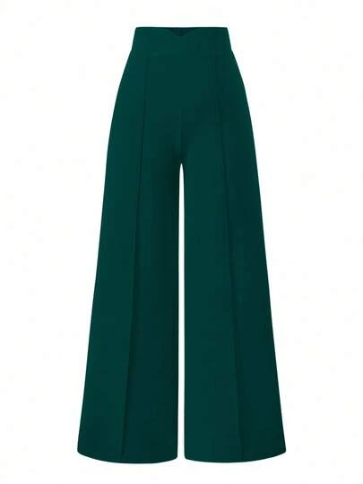 SHEIN PETITE Petite Series Women's Commuter Minimalist Knit Elastic Textured Fabric Cinched Waist Trousers