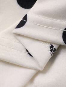 DAZY 女婴波点领刺绣上衣和裤子两件套，休闲家居服 - 米色 - 查看 3