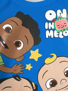 CoComelon X SHEIN Baby Boy Cartoon Figure Graphic Short Sleeve Top - White - View 3