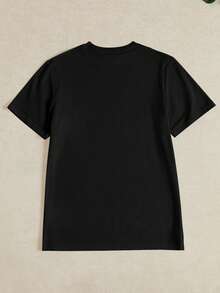 INAWLY Áo thun nữ tay ngắn màu đen in hình trái tim và nơ, kiểu dáng thường ngày, thích hợp cho ngày Valentine và đi làm. - màu đen - Xem 2