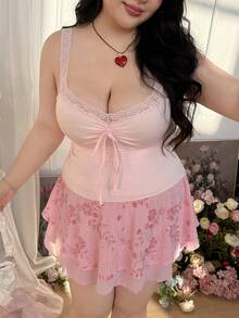 SHEIN EZwear 女士夏季无袖上衣，时尚，适合夏天 - 粉色 - 查看 9