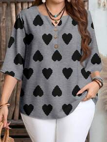 Mellowie Heart Print Casual Loose Fit Women Shirt, Suitable For Spring/Summer Carnival - Multicolor - View 1