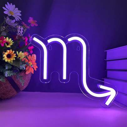 12 Zodiac Signs Series LED Neon Light Acrylic Sign, Indoor Advertising Sign, Party Decoration Light, Store And Bedroom Ambiance Lighting, Suitable For Bars, Festivals, Parties, And Creating A Festive Atmosphere.