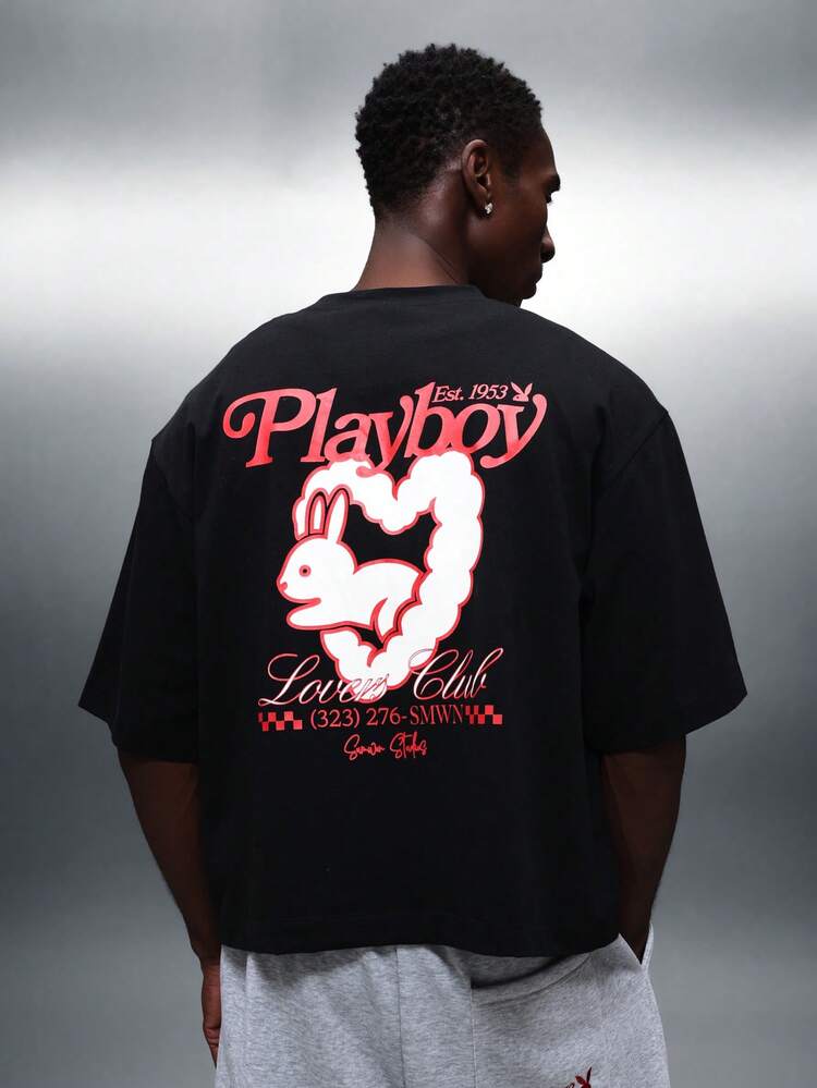 PLAYBOY X SUMWON Oversize'owa koszulka z nadrukiem w kształcie serca