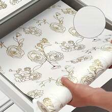 Gold Rose Printed Non-Stick Drawer Liner: Made Of EVA Material, Removable Drawer Mat For Kitchen Cabinet ,Dehumidifier For Home - Clear - View 8