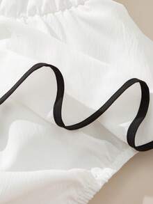 Souflis Souflis Barboteuse rayée noire à nœud papillon et motif voiture, version coréenne rétro pour bébé fille d'été. Convient pour la maison, les sorties et de multiples occasions - Blanc - Voir 7