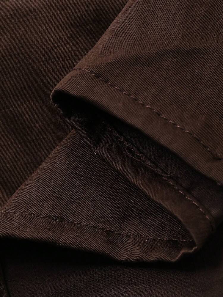 Solid Color Deep V-Neck Casual Commuter Elegant Poetcore Midi Dress For Women, Spring/Summer Business Casual Woman Sundress