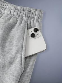 Driftmere 男士宽松休闲运动裤，简约纯色阔腿设计，抽绳腰带，大口袋，适合日常步行、工作、旅行等场合。“由于生产批次不同，可能存在一些色差。” - 灰色 - 查看 5