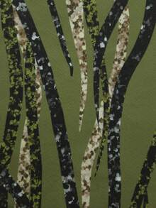 Lyxana 女士优雅印花露背连体裤 - 橄欖綠 - 查看 6