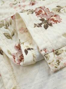 Franclia French Retro Printed Round Neck Casual Button Front Long Dress - Apricot - View 6