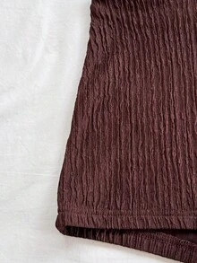 Soleia Spring/Summer New Casual Vacation Western Beach Wedding Guest Attire Graduation Brunch Women's Outfit St. Patrick's Day Spring Break Easter Music Festival Elegant Boho Tropical Backless Tie-Up Beaded Hollow-Out Brown Textured Knit Jumpsuit - Brown - View 4