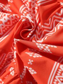 Vivid Eden 梭织印花吊带长裙，夏季服装，情人节，度假装，沙滩装，节日装，浪漫风，波西米亚风，甜美风，锐舞派对装，热带度假装，狂欢节波西米亚风夏季连衣裙，橙色沙滩裙，橙色长款连衣裙，度假长裙 - 橘色 - 查看 7