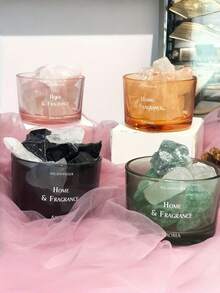 1个玻璃杯，内含天然水晶香薰石，装饰性扩香器，适用于精油，营造室内香氛，现代家居装饰，送给她的热门礼物 - 彩色 - 查看 1