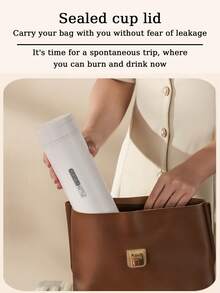 Teckwe 1-Piece 450ml~500ml Compact Portable Electric Kettle Thermostat, Insulated Travel Water Cup, Fast Heating, Intelligent Insulation, Anti Scald, Lightweight, US, EU, UK Plug Options, Fashionable Neutral Color Travel Hot Water Boiler, Dormitory, Household Outdoor Daily Use - EU F Type Plug(220-240V) - View 4