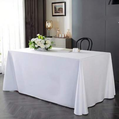 Khăn trải bàn hình chữ nhật màu trắng, chất liệu polyester có thể giặt, chống bám bẩn và nhăn, thích hợp cho phòng ăn, đám cưới, tiệc chiêu đãi, liên hoan, tiệc buffet. Món quà tuyệt vời nhất, khăn trải bàn cưới, trang trí đám cưới, trang trí nhà cửa, trang trí phòng, quà tặng tiệc tùng, sinh nhật cô dâu, lễ tốt nghiệp, trang trí tiệc độc thân.