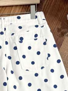 Comfortcana 女士休闲直筒牛仔裤，波点印花，宽松阔腿裤，修身百搭，适合夏季度假、春假、沙滩、生日等各种场合。白色波点牛仔裤，经典白色波点阔腿牛仔裤，高腰休闲宽松牛仔裤。 - 白色 - 查看 7