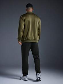 Driftmere 男士两件套鸟类图案印花飞行员夹克和慢跑裤套装，适合春秋季休闲户外穿着 - 彩色 - 查看 2