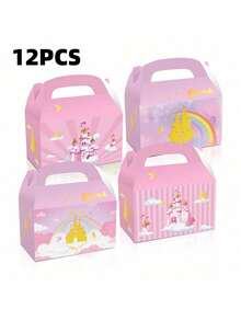 4/12/24pcs Princess Crown Gift Box, Princess-Themed Party Candy And Snack Gift Bag, Paper Box Birthday Party Gift, Holiday Gift - Multicolor - View 9