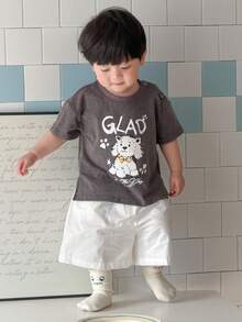 DAZY Toddler Boys' Cartoon Print Round Neck Casual Short Sleeve Top - Grey - View 7