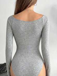 SHEIN EZwear 女士灰色碎花针织露肩连体衣