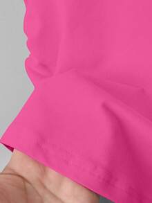 SHEIN Explorewe 少女五件套T恤套装，可爱简约甜美休闲粉色、灰粉色、酒红色、红色、褐红色纯色修身腰部T恤 - 彩色 - 查看 8