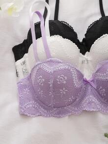 DelicateAllure Bộ 3 áo ngực có gọng dành cho nữ, có đệm mút không thể tháo rời. - Nhiều màu - Xem 3