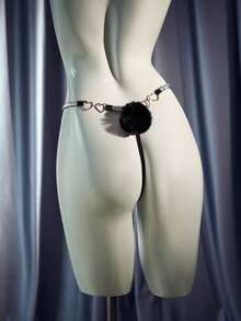 圣诞节优雅诱人心形装饰女士性感内裤 - 黑色 - 查看 6