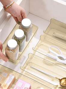 Drawer Desktop Cosmetics Storage Box, 2-Piece/6-Piece Combination Drawer Storage Set, Dressing Table Storage Box, Storage Box For Makeup, Jewelry, Kitchen, Bedroom, Bathroom Small Tools, Office Christmas Holiday Gift Giving - Light brown - View 3