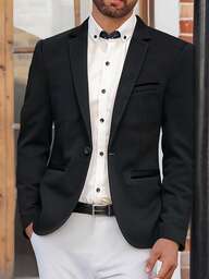 Manfinity Mode Hombres Blazer unicolor con botón de cuello con solapa