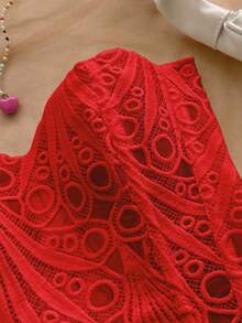 Soleia 大码女式纯色镂空性感无袖露脐上衣，适合嘉年华、夏季、度假、海滩等场合。 - 紅色 - 查看 4