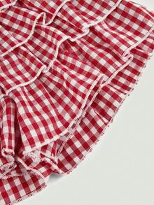 SHEIN 女婴格子休闲短裤 - 紅白色 - 查看 5