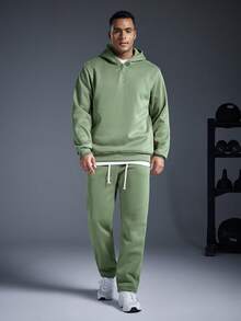 Driftmere 2件套男士休闲运动连帽运动服套装，秋冬 - 綠色 - 查看 3