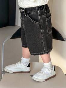 DAZY Baby Boys' Loose Korean Style Pocket Washed Denim Shorts Summer - Black - View 9