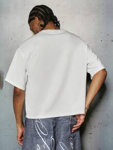 PAVTROS 男士休闲字母印花短袖T恤，夏季 - 白色 - 查看 2