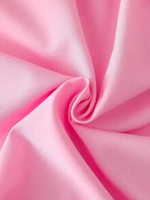 SHEIN Elegant Fashion Ruffle Trim Pearl Decor Mesh Girls Dress Pink Bow Ruffle Strap Dress - Pink - View 5