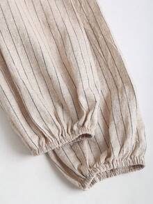 Chiquease French Style Striped Square Collar Women Shirt - Khaki - View 3