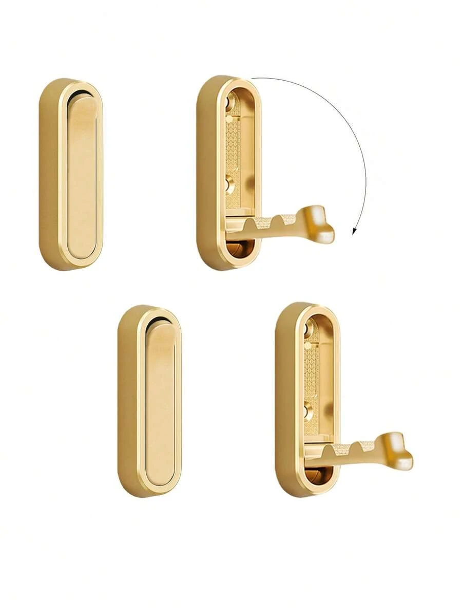 2PCs Foldable Invisible Hook Aluminum Alloy Bathroom Wall Hook Retractable For Closet Scarf Hat Robe Key Purse Bag Folding Hooks Minimalist Style - Multicolor - View 1