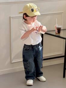 DAZY Toddler Boys' Loose Fit Korean Style Casual Washed Denim Jeans - Dark Wash - View 6