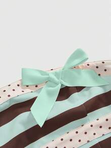 ROMWE Kawaii Áo ống nữ kiểu dáng thường ngày, kẻ sọc phối màu, trang trí nơ, thích hợp cho mùa hè. - màu xanh lá - Xem 3