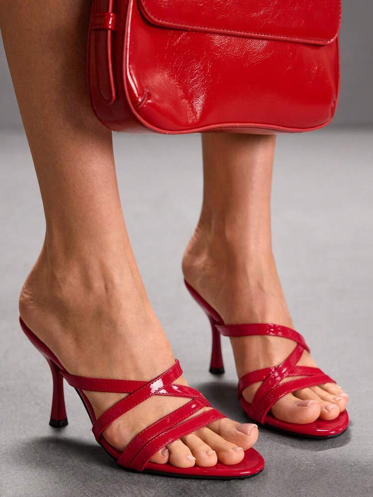 CUCCOO SZL Women's Fashionable And Versatile High Heel Slide Sandals For Daily Wear Valentine's Day