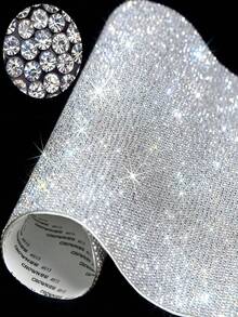 1 Pc Bling Rhinestone Sheet Self Adhesive Glitter Crystal Gem Stickers DIY Decoration Stickers For Car Furniture Water Cup Photo Frame High Shine AAA Grade Sparkle Craft Stickers Easy Peel Stick No Residue Multi Purpose For Laptop Phone Case Scrapbooking Card Making Party Wedding Home Decor Kids Crafts Facial Nails Art Gift For Craft Enthusiasts - White - View 1