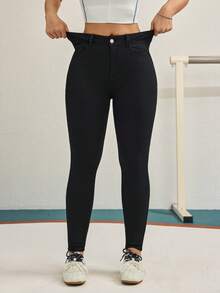 Flexra 女士休闲运动黑色修身牛仔裤 - 黑色 - 查看 3