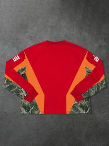 PAVTROS 1 buah Sweatshirt Pullover Longgar Pria, Grafis Balap Kamuflase, Warna Kontras, Pakaian Jalanan, Musim Gugur, Liburan, Hari Kemerdekaan, Sepak Bola Y2K, Ide Hadiah - MultiWarna - View 3