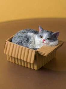 Joivida 快递盒里的猫咪迷你摆件 - 可爱的树脂桌面装饰品 - 彩色 - 查看 10