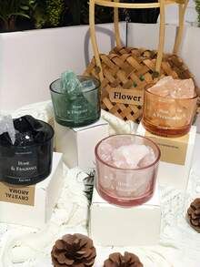 1个玻璃杯，内含天然水晶香薰石，装饰性扩香器，适用于精油，营造室内香氛，现代家居装饰，送给她的热门礼物 - 彩色 - 查看 4