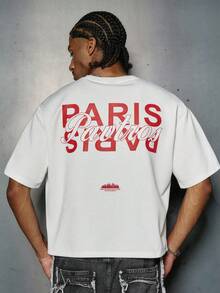 PAVTROS Men's Letter Print Round Neck Casual Loose T-Shirt - White - View 4
