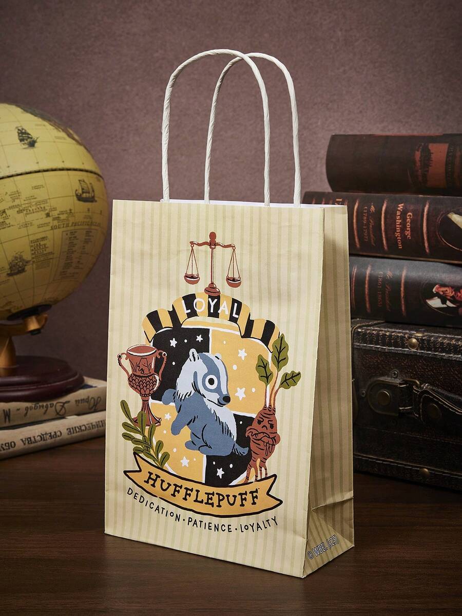 HARRY POTTER X SHEIN 3个可爱卡通獾条纹礼品包装袋
