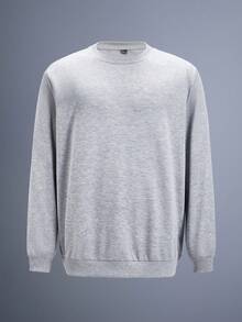 Driftmere 男士秋冬百搭圆领卫衣，休闲百搭上衣，街头风叠穿必备单品，长袖上衣 - 灰色 - 查看 2