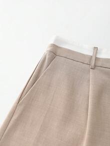 SHEIN LUNE 大码女式休闲拼接撞色短裤 - 彩色 - 查看 4